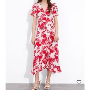 & other stories linen midi wrap dress